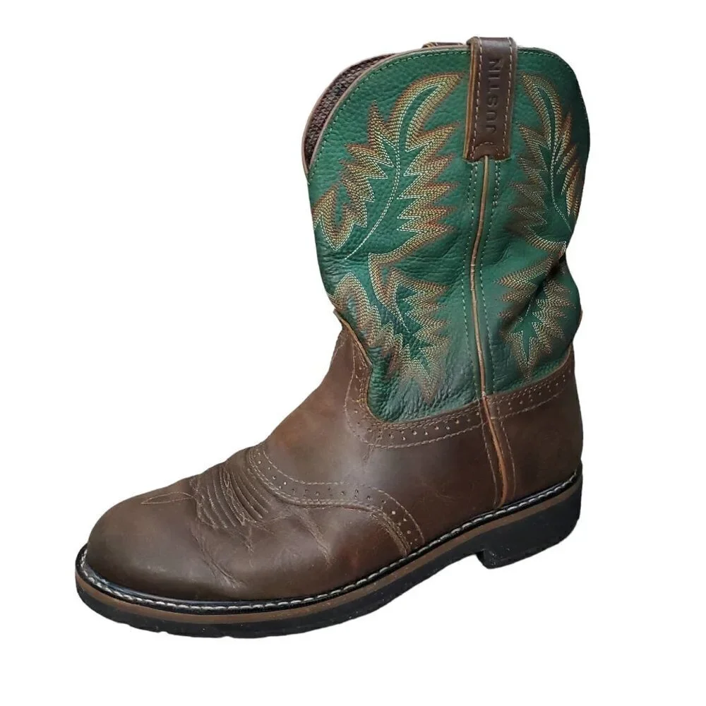 Justin Boots WK4670 - Stampede Blade Green Round Toe Wellington Work Boots